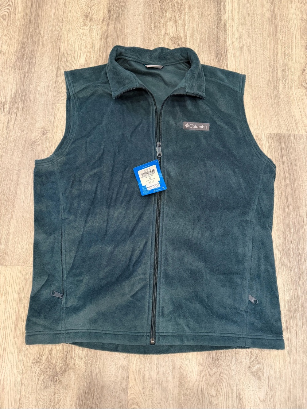 Columbia Men’s Medium Fleece Vest NWT Full Zip Dark Teal Green